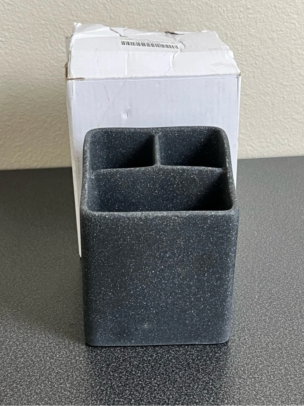 Black Speckled 3-Compartment Desk Organizer - Brand Unspecified